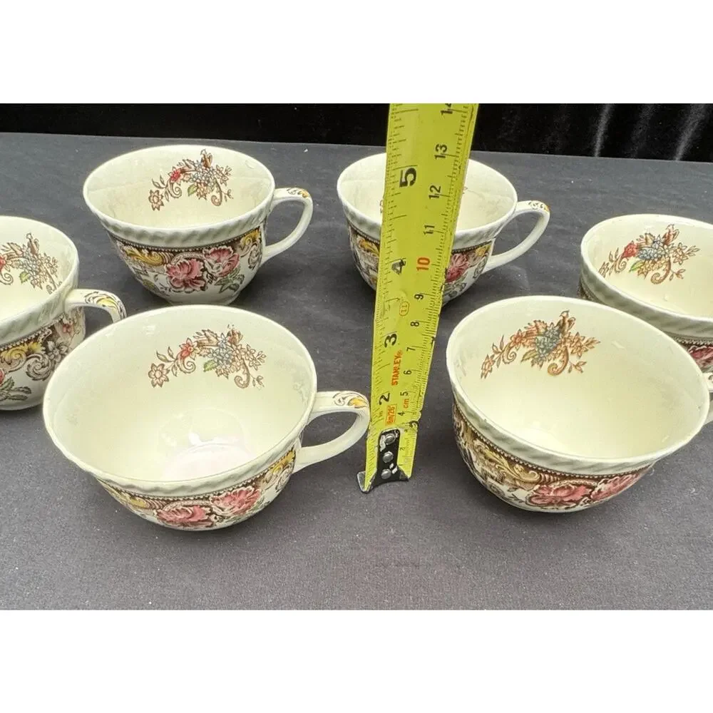 6 Johnson Bros. Devonshire Coffee Tea Cups Mugs Made in England -A83
